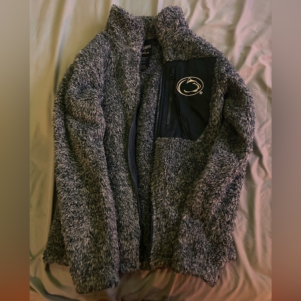Gray Fleece Jacket with Logo